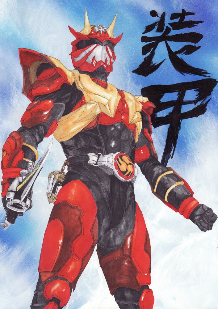 kamen rider hibiki and kamen rider armed hibiki (kamen rider and 1 more) drawn by masukudo_(hamamoto_hikaru)