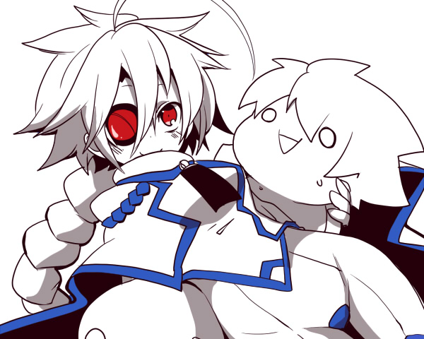 ragna the bloodedge and nu-13 (blazblue) drawn by kuro_yuzu