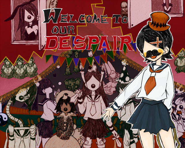fuura kafuka, komori kiri, kitsu chiri, kobushi abiru, kimura kaere, and 4 more (sayonara zetsubou sensei) drawn by inutarouta