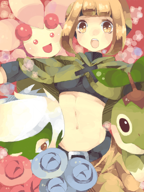 turtwig, gardenia, roserade, and cherrim (pokemon and 1 more) drawn by momo4848
