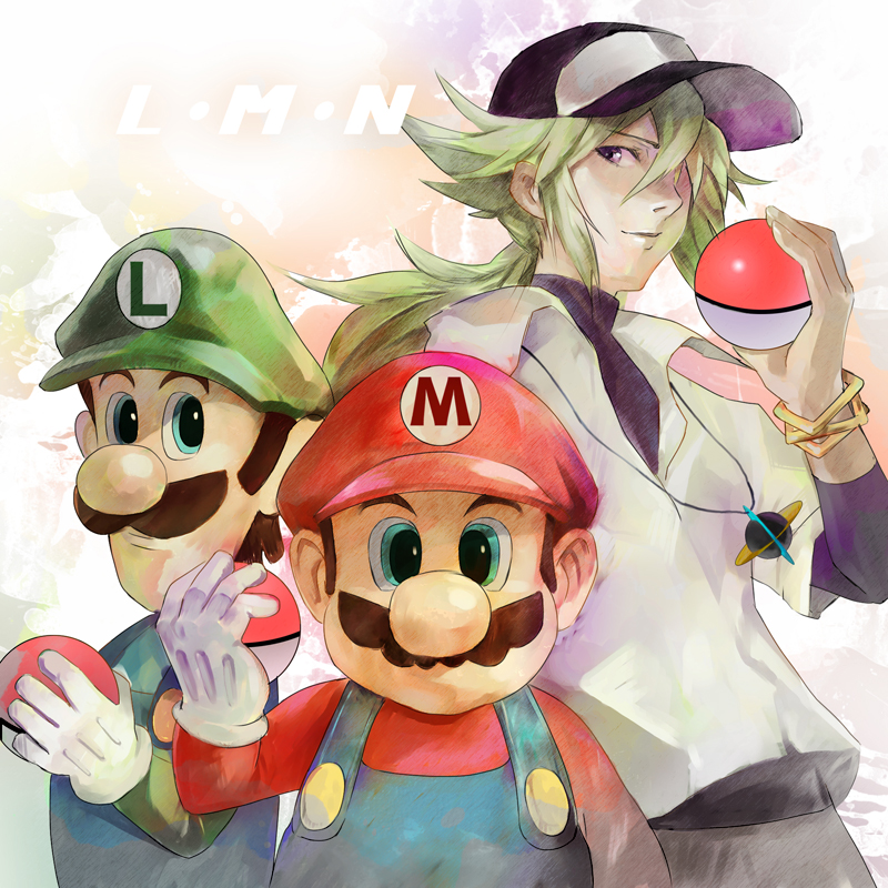 mario, luigi, and n (pokemon and 2 more) drawn by ikuyoan