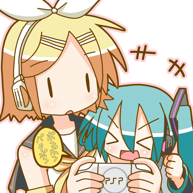 hatsune miku, kagamine rin, and chibi miku (vocaloid) drawn by minami_(colorful_palette)