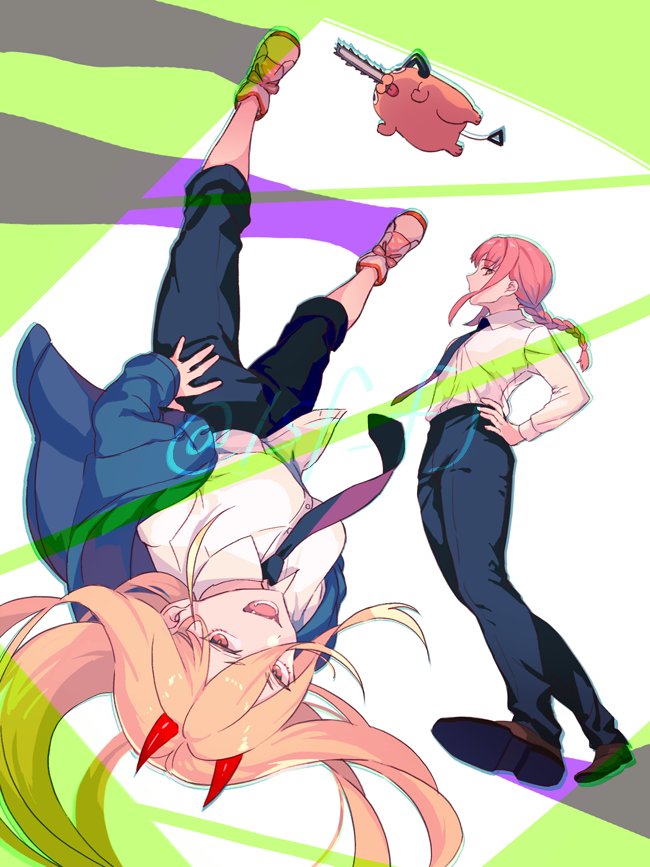 makima, power, and pochita (chainsaw man) drawn by sasanomesi