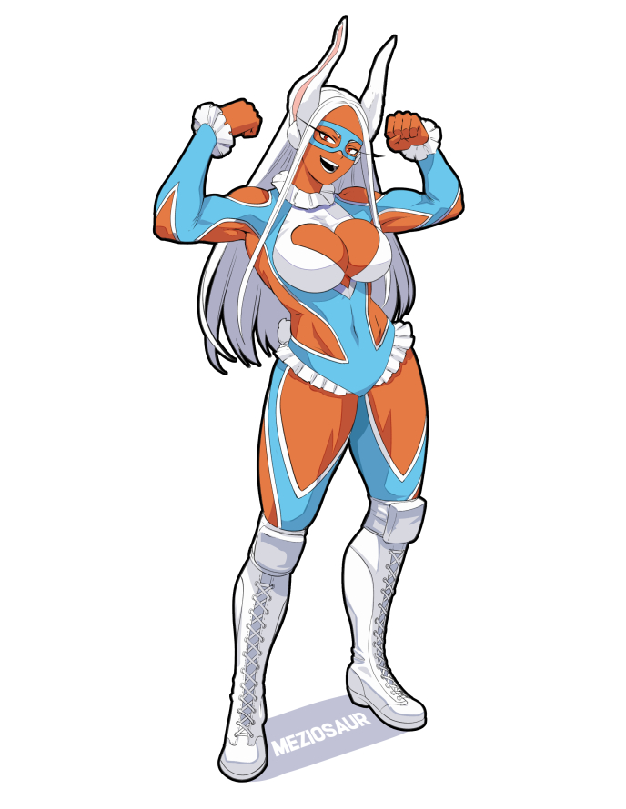mirko and rainbow mika (boku no hero academia and 1 more) drawn by meziosaur