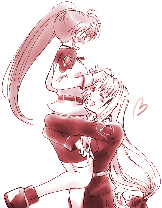 fate testarossa and takamachi nanoha (lyrical nanoha and 1 more) drawn by takemaru80