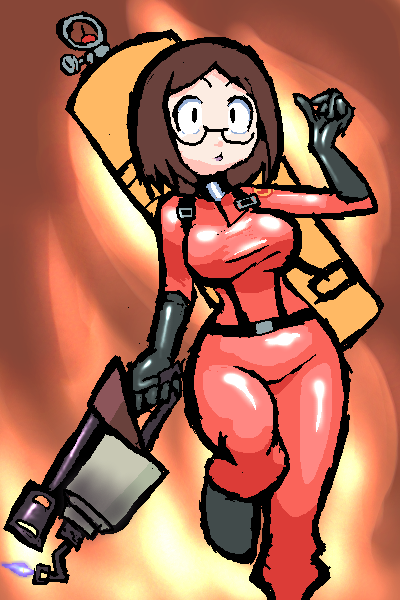 pyro, red pyro, and cap-tan (team fortress 2) drawn by captain_(drawfag)