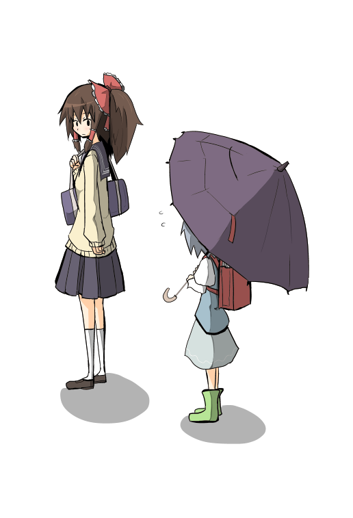 hakurei reimu and tatara kogasa (touhou) drawn by asyura_kumo