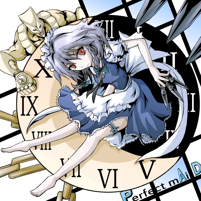 izayoi sakuya and the world (touhou and 2 more) drawn by kurogane_(scrapsteel)