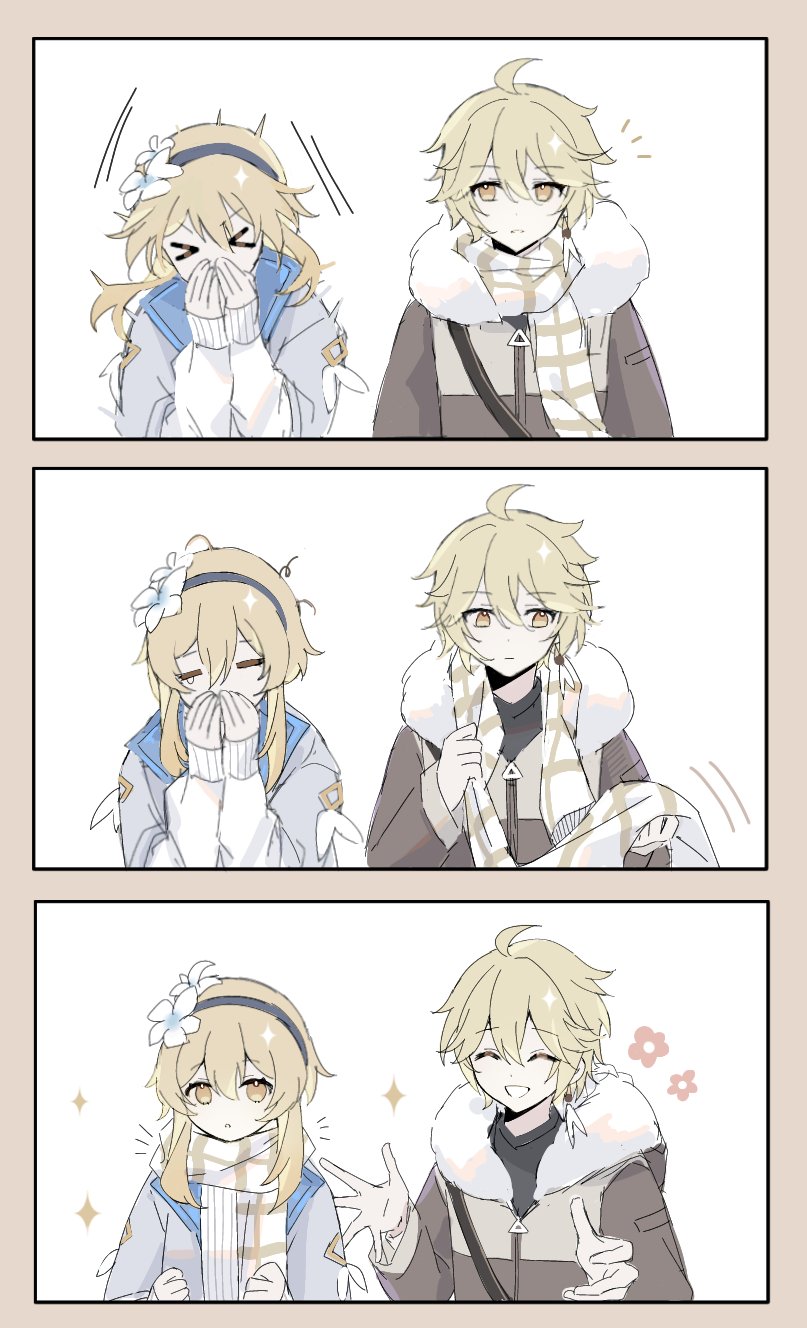 lumine and aether (genshin impact) drawn by yue_(shemika98425261)