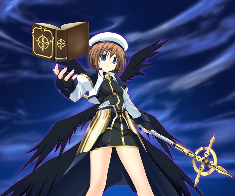 yagami hayate, schwertkreuz, and tome of the night sky (lyrical nanoha and 2 more) drawn by amicis