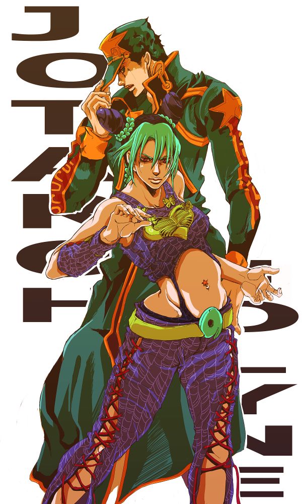 kujo jotaro and kujo jolyne (jojo no kimyou na bouken and 1 more) drawn by shiromeshi_(pixiv)