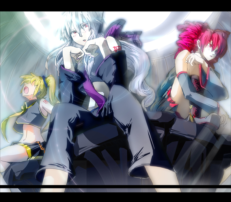 kasane teto, yowane haku, and akita neru (vocaloid and 1 more) drawn by tanupo