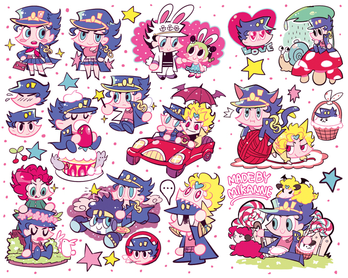 kujo jotaro, dio brando, kujo jolyne, kakyoin noriaki, and star platinum (jojo no kimyou na bouken and 3 more) drawn by invaderdarling