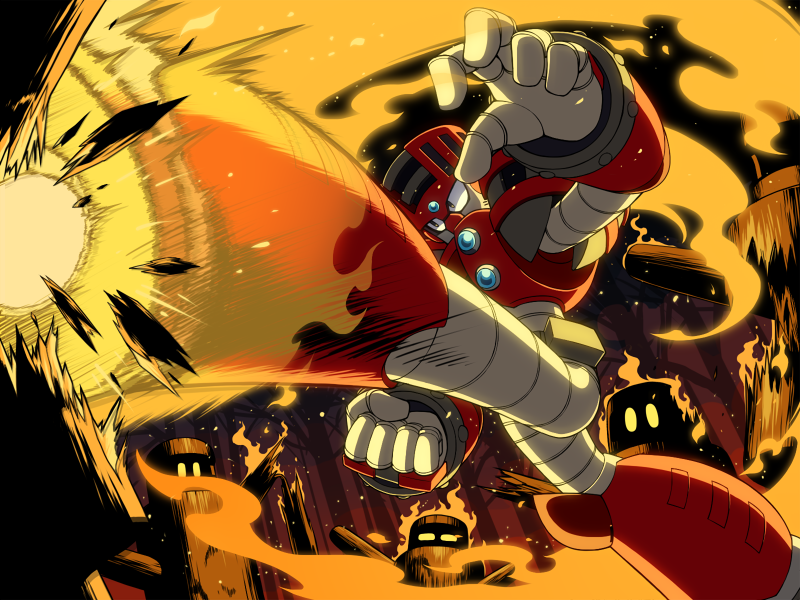 torch man (mega man and 1 more) drawn by napo