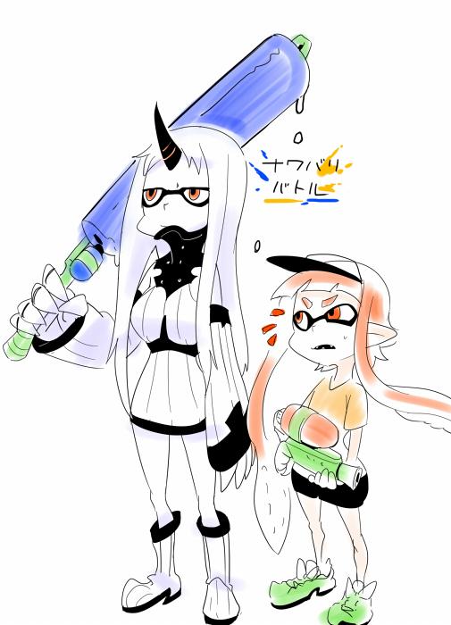 inkling player character, inkling girl, and seaport princess (kantai collection and 2 more) drawn by torichamaru