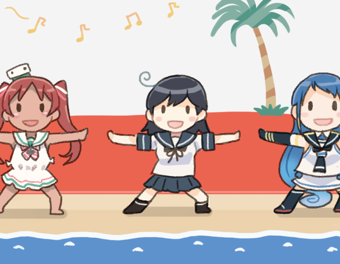 ushio, samidare, and libeccio (kantai collection) drawn by saiguchi_otoufu
