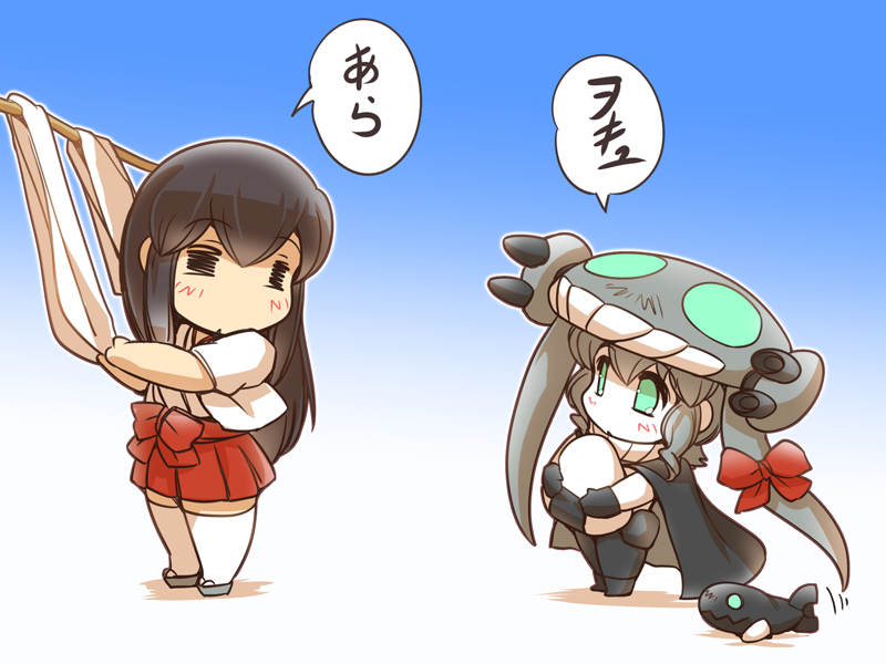 akagi, wo-class aircraft carrier, and i-class destroyer (kantai collection) drawn by hisahiko