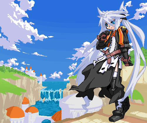 mof's silver haired twintailed girl (original) drawn by mof