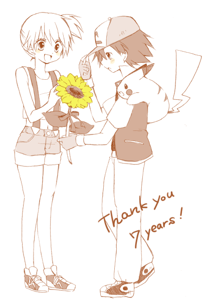 pikachu, ash ketchum, and misty (pokemon) drawn by eiki_(yumekapu)