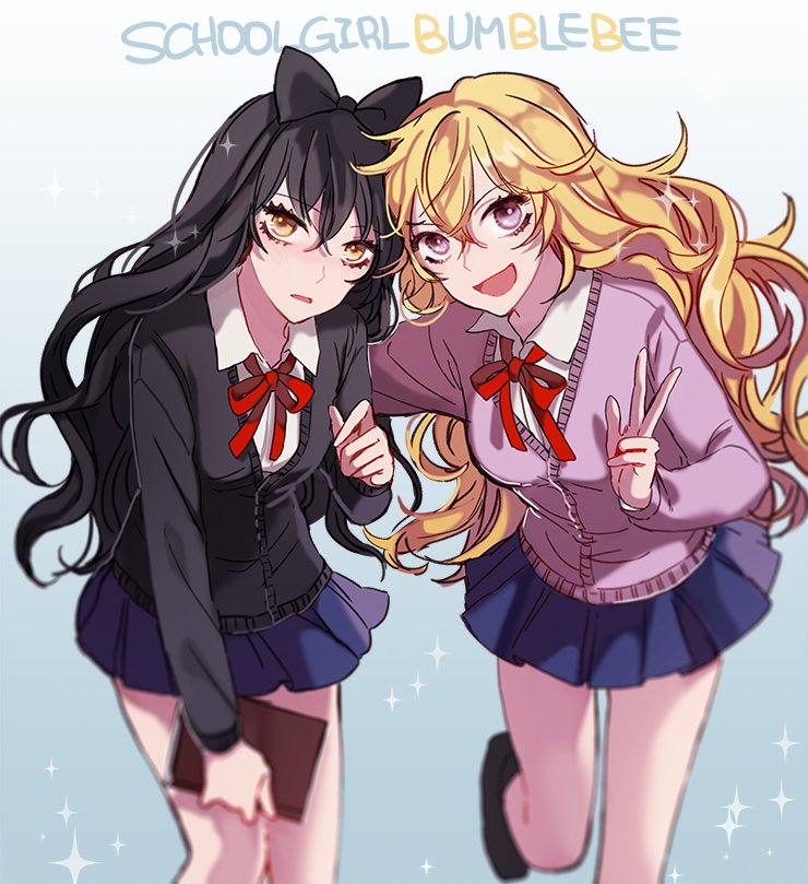 yang xiao long and blake belladonna (rwby) drawn by ecru