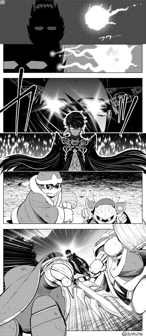 bayonetta, meta knight, and king dedede (kirby and 3 more) drawn by ouya_(maboroshimori)