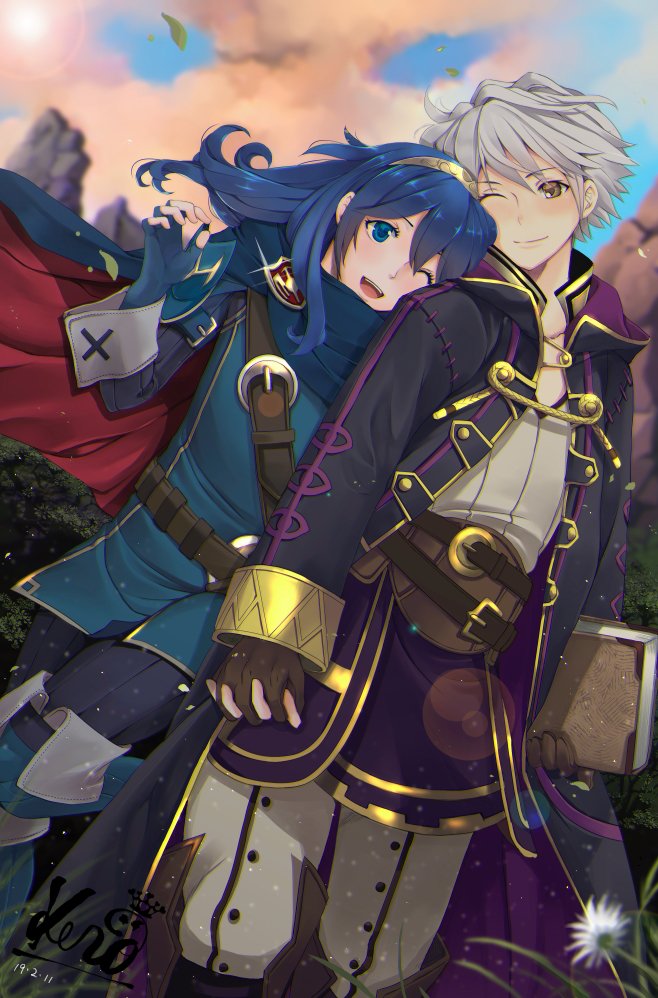 lucina and male robin (fire emblem and 2 more) drawn by kero_sweet