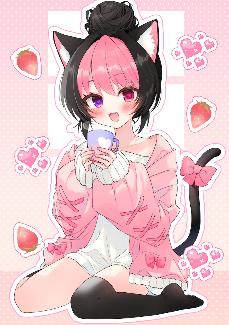 darlingstrawb (indie virtual youtuber) drawn by juuroku_anna
