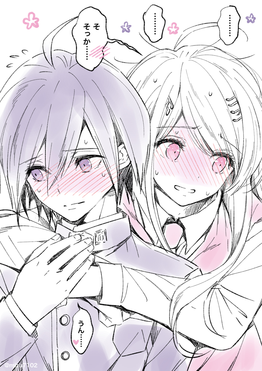 saihara shuichi and akamatsu kaede (danganronpa and 1 more) drawn by mizutama