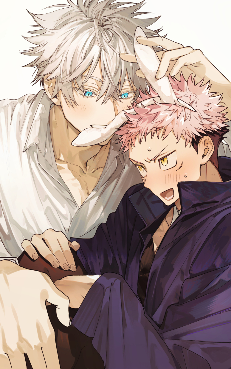 gojou satoru and itadori yuuji (jujutsu kaisen) drawn by 200iyo