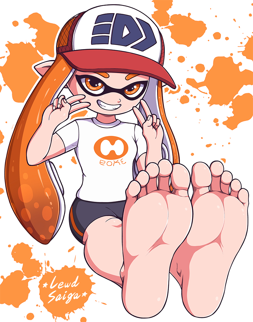 inkling player character and inkling girl (splatoon and 2 more) drawn by lewdsaiga