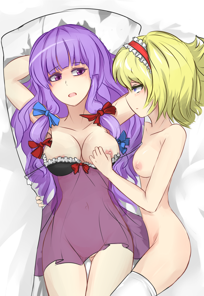 alice margatroid and patchouli knowledge (touhou) drawn by pan-ooh