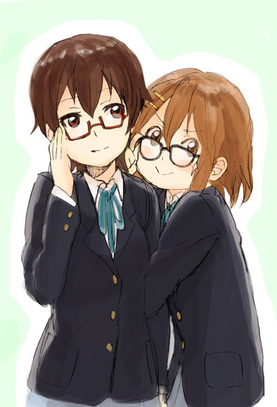 hirasawa yui and manabe nodoka (k-on!) drawn by fukutarou_(enji127)