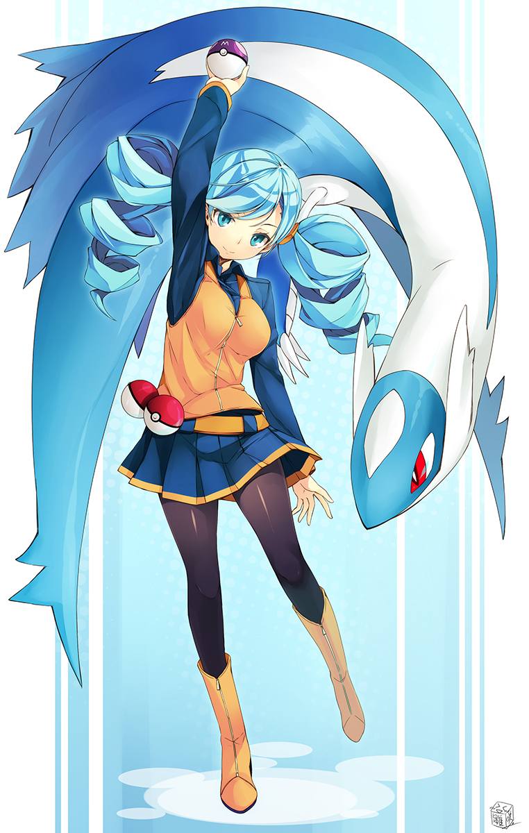 latios and ace trainer (pokemon and 1 more) drawn by hinasaki_you