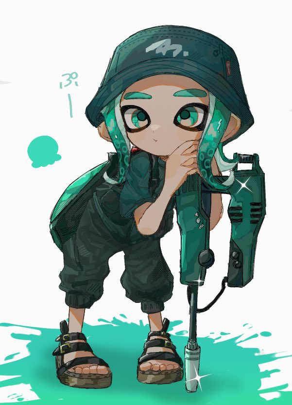octoling player character and octoling boy (splatoon) drawn by hwtr_06
