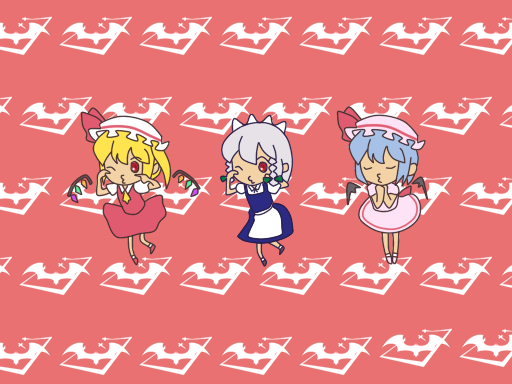 remilia scarlet, flandre scarlet, and izayoi sakuya (touhou and 1 more) drawn by rr4