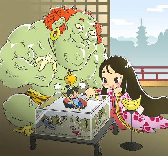 kaguya hime and issun-boushi (original and 2 more) drawn by kabiinyo_(kab)