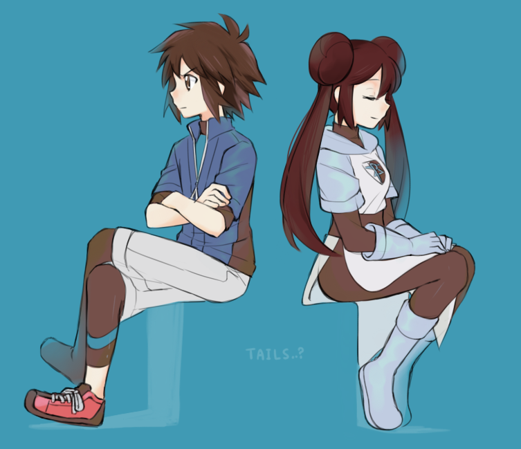 rosa and nate (pokemon and 1 more) drawn by luo-qin