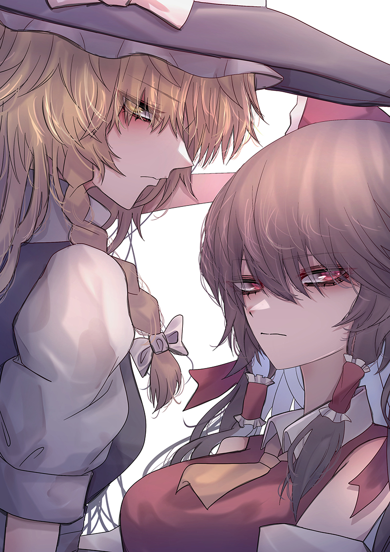 hakurei reimu and kirisame marisa (touhou) drawn by 33_gaff