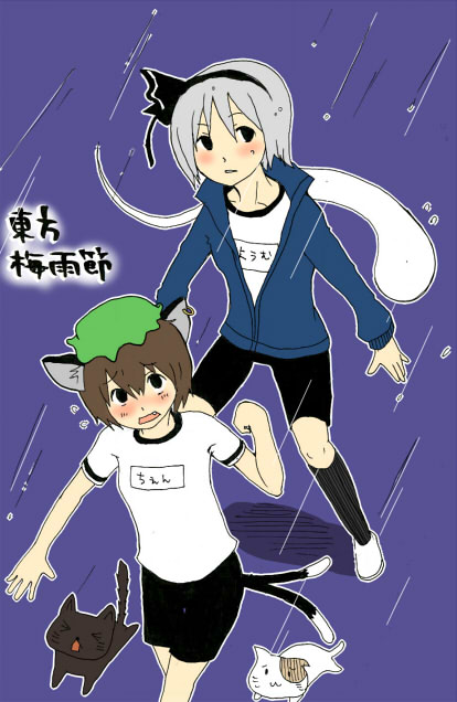 konpaku youmu and chen (touhou) drawn by azuchi_mori