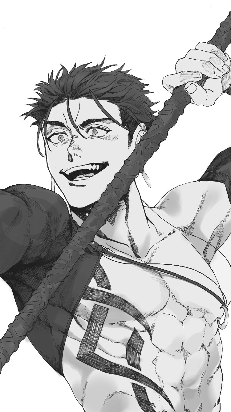 cu chulainn (fate and 1 more) drawn by bakushi_(kaeritai0609)