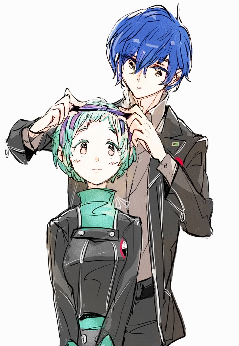 yuuki makoto and yamagishi fuuka (persona and 1 more) drawn by sutei_(giru)