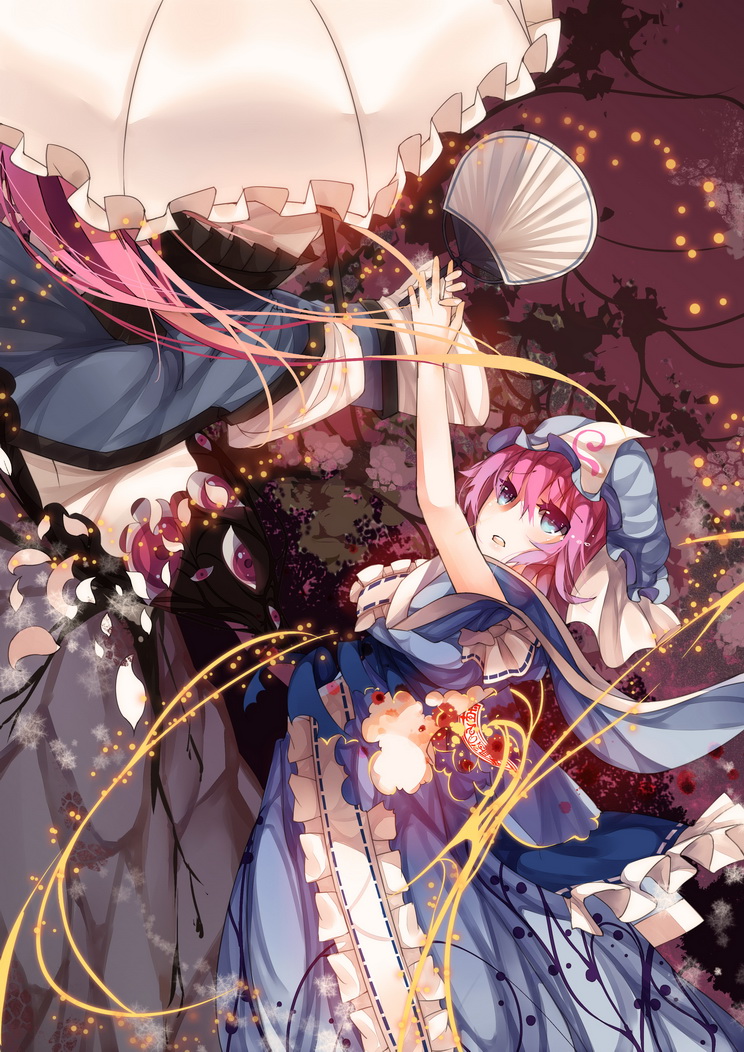 yakumo yukari and saigyouji yuyuko (touhou) drawn by rain_lan
