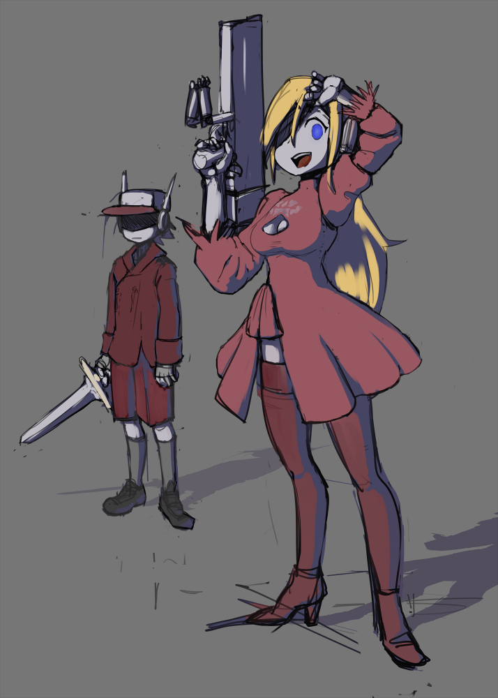 2b, 9s, pod, curly brace, and quote (nier and 2 more) drawn by formerly