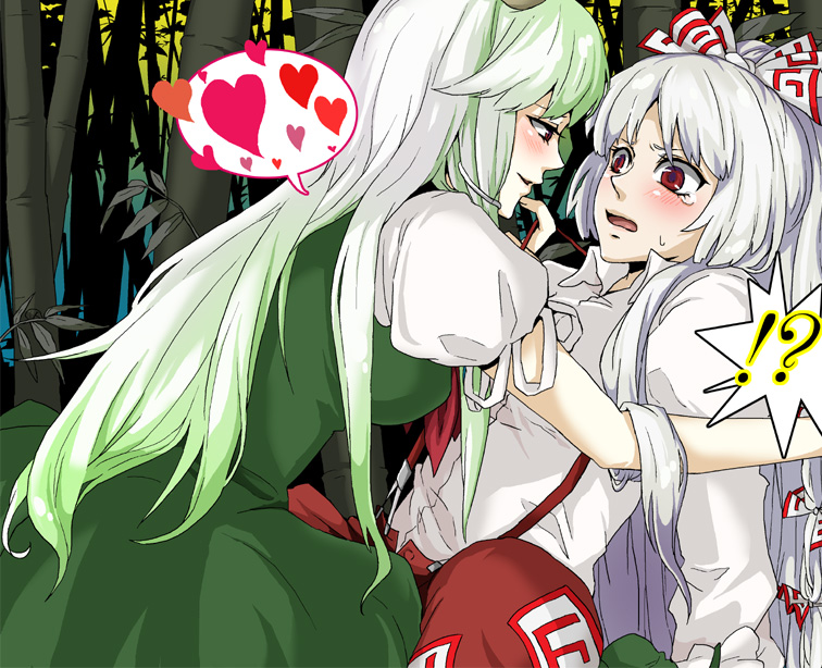 fujiwara no mokou, kamishirasawa keine, and ex-keine (touhou) drawn by chiro_(7tonfarbe)