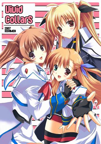 fate testarossa, takamachi nanoha, and vivio (lyrical nanoha and 1 more) drawn by karamiti