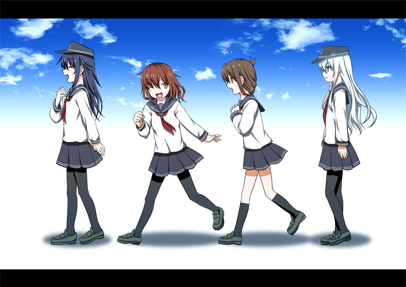 hibiki, inazuma, ikazuchi, and akatsuki (kantai collection) drawn by sumeragi_seisuke