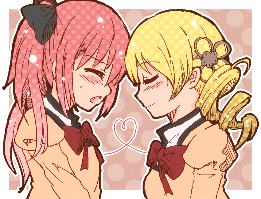 sakura kyoko and tomoe mami (mahou shoujo madoka magica) drawn by bloom2425