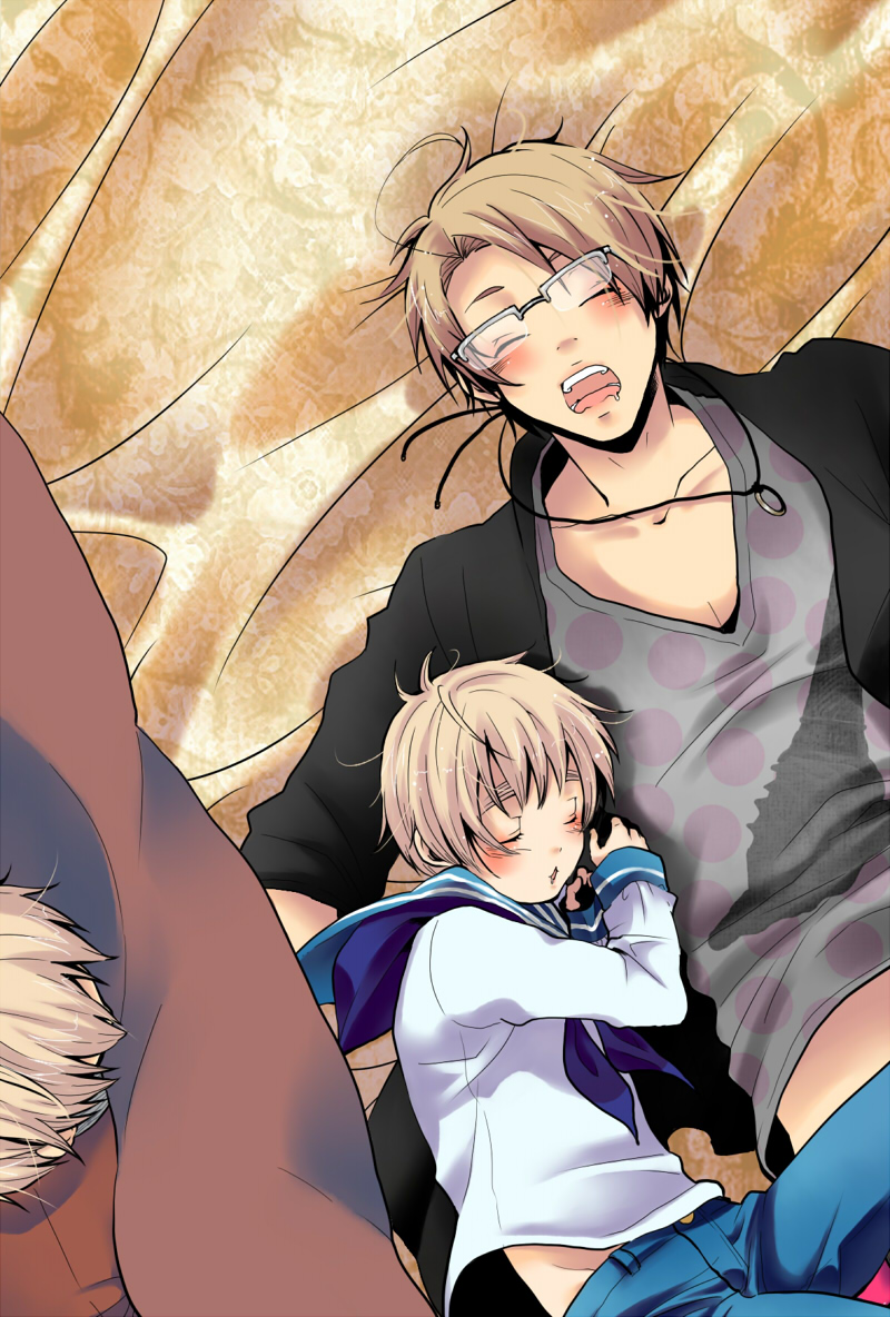 america, united kingdom, and sealand (axis powers hetalia) drawn by samu.