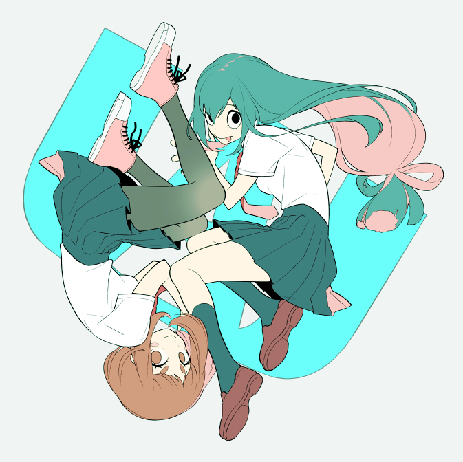 uraraka ochaco and asui tsuyu (boku no hero academia) drawn by mooh
