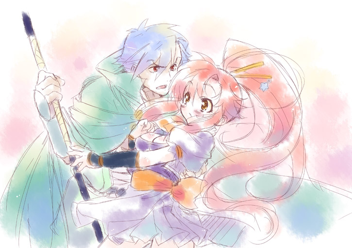yoko littner and kamina (tengen toppa gurren lagann and 1 more) drawn by pandaki_(aki)